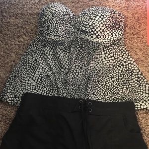 Black and white tankini